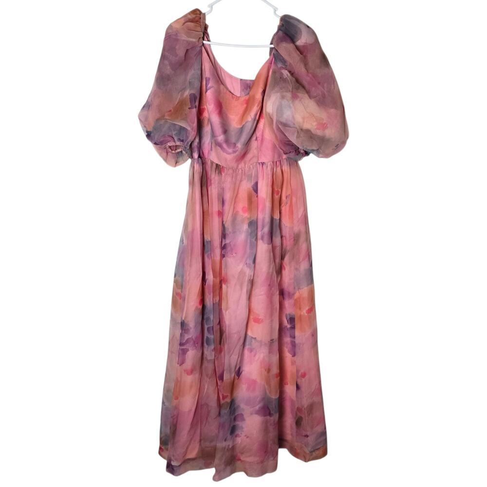 Vintage 70s Lee Jordan for Lillie Rubin Chiffon Gown Pink Purple Maxi Dress